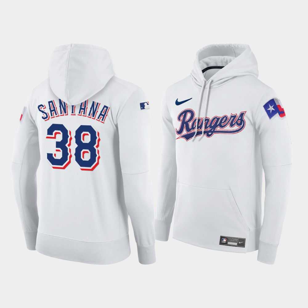 Men Texas Rangers 38 Santana white home hoodie 2021 MLB Nike Jerseys